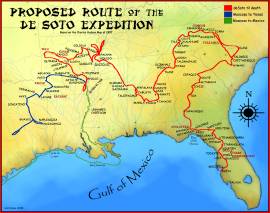 Hudson map of DeSoto's path