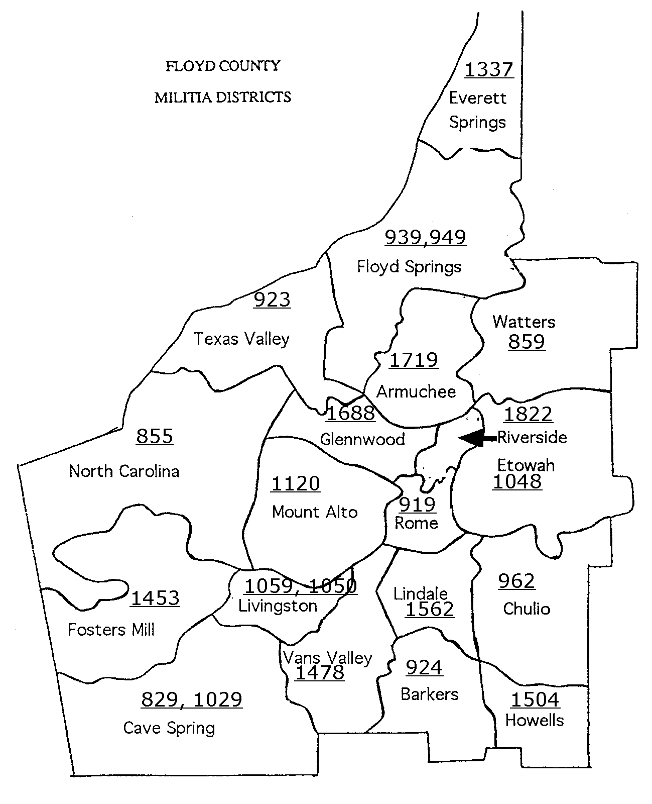 Floyd County Militia Districts. 