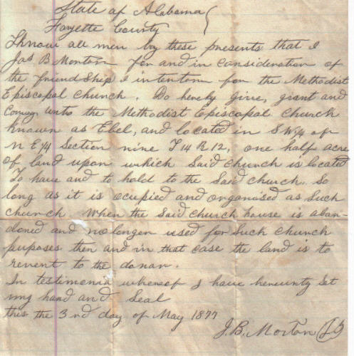 Deed: J.B. Morton to M.E. Church