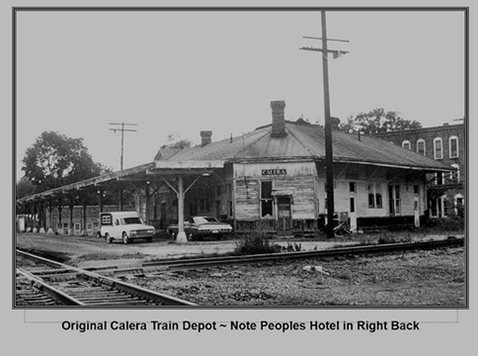 Calera Train Depot with Peoples Hotel in Right Back