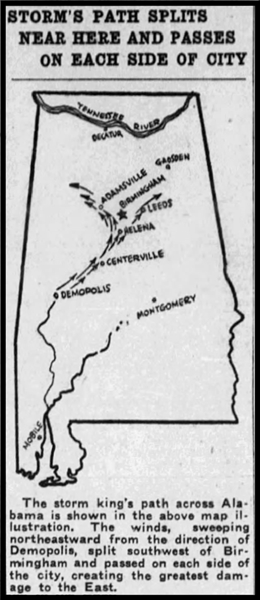 May 5, 1933 Storm Path Across Alabama