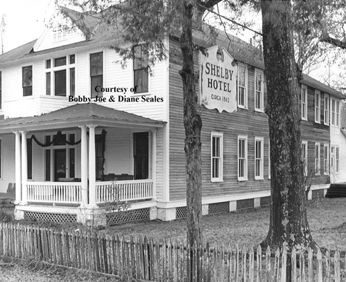 Shelby Hotel with sign