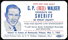 Red Walker 1962 Election Card